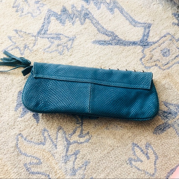 Hype Blue Suede Silver Studded Clutch - Picture 4 of 5